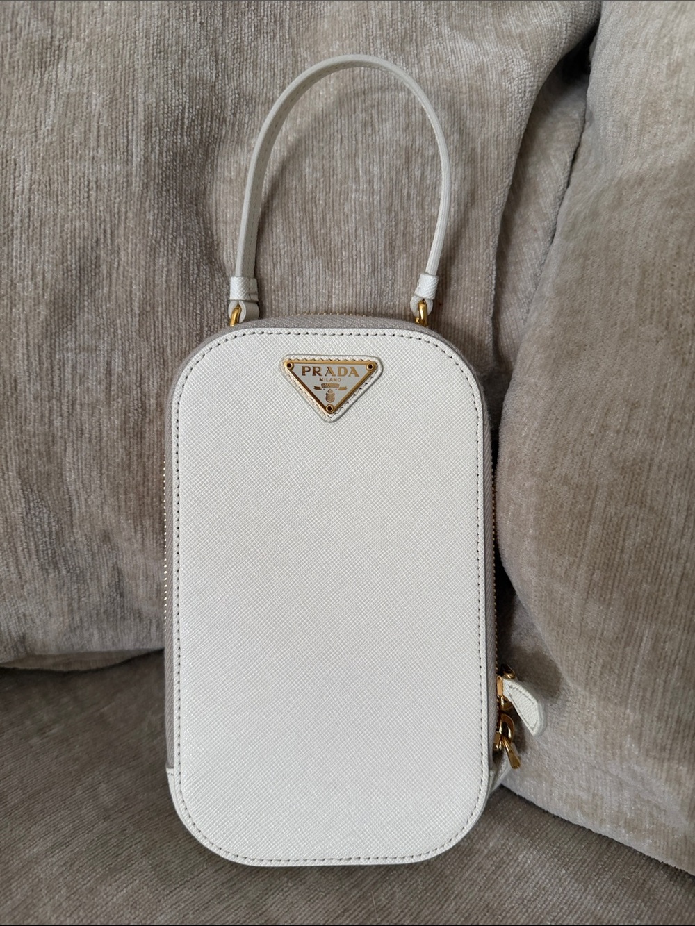 Prada White Saffiano Mini Top-Handle Crossbody- Never Worn